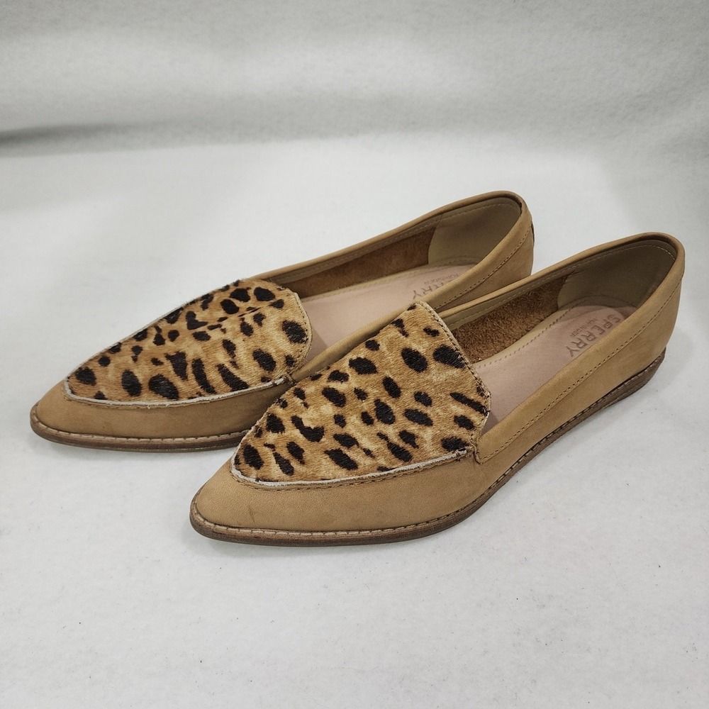 Sperry Top Sider Saybrook STS86796 Women 7.5 Loafers Tan Pony Hair Slip On Shoes